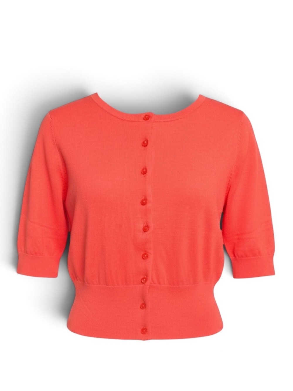 Boden Coral Pearl Button Cropped Cardigan Sweater